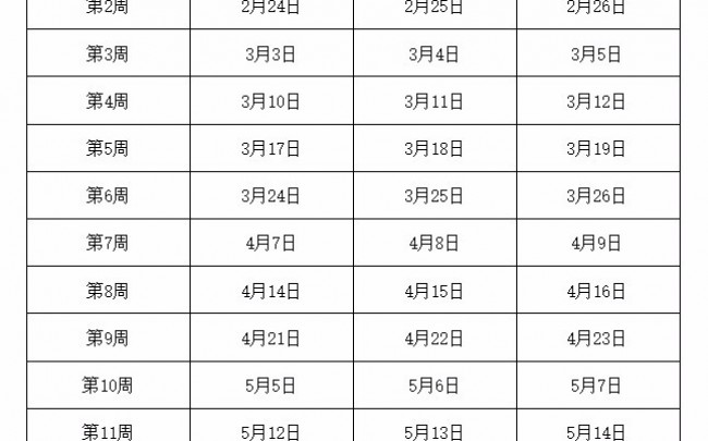 2017年春季上課時間(jiān)表
